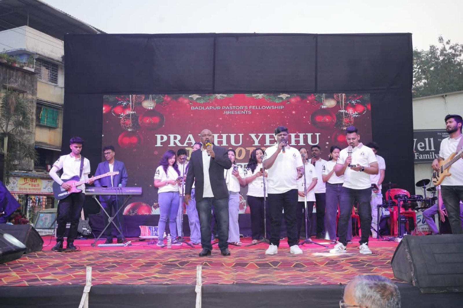 Worship band performing